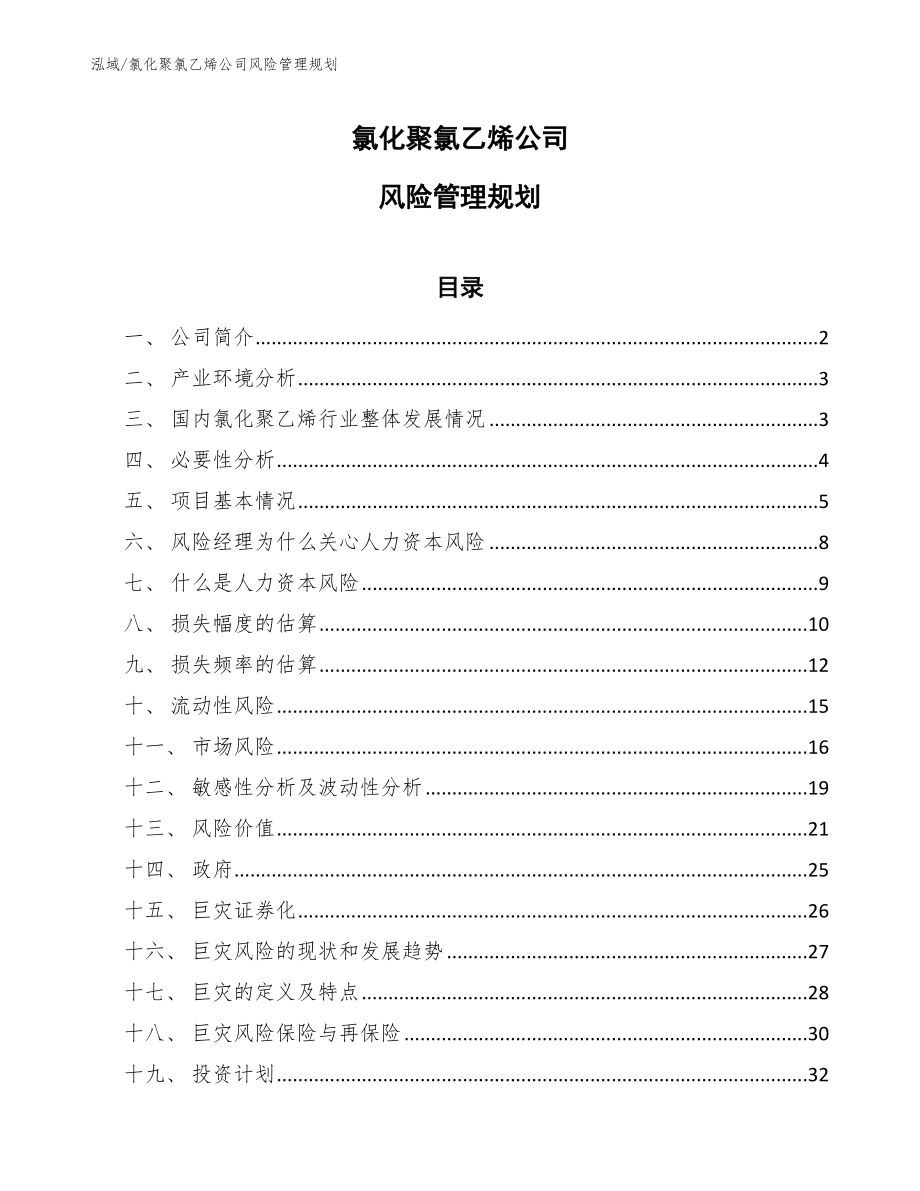 氯化聚氯乙烯公司风险管理规划【参考】_第1页