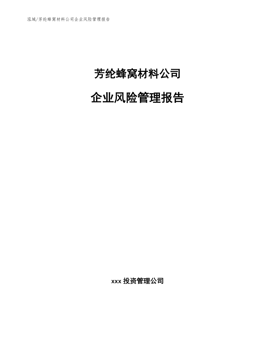 芳纶蜂窝材料公司企业风险管理报告【参考】_第1页
