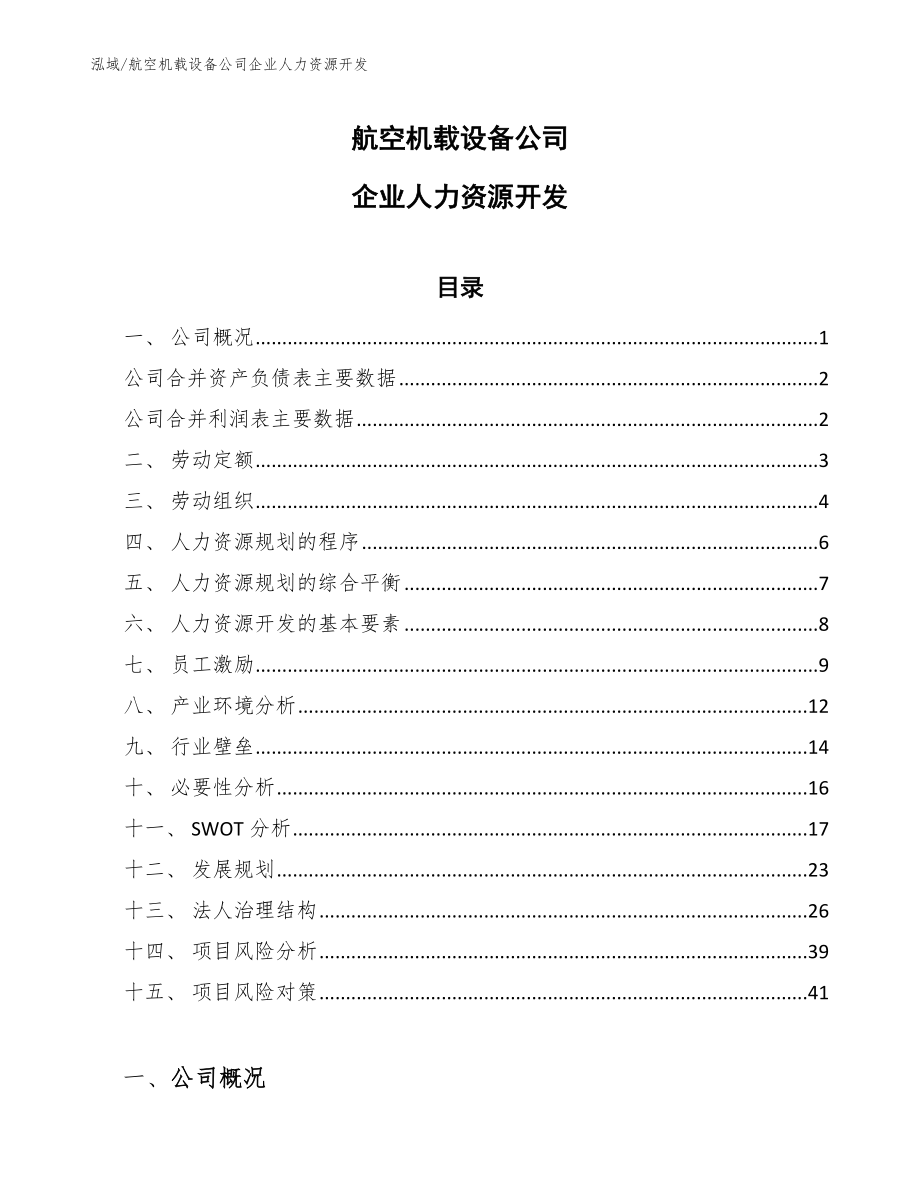 航空机载设备公司企业人力资源开发【参考】_第1页