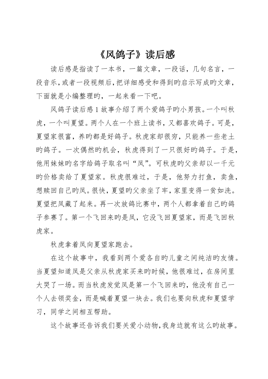 《风鸽子》读后感_第1页
