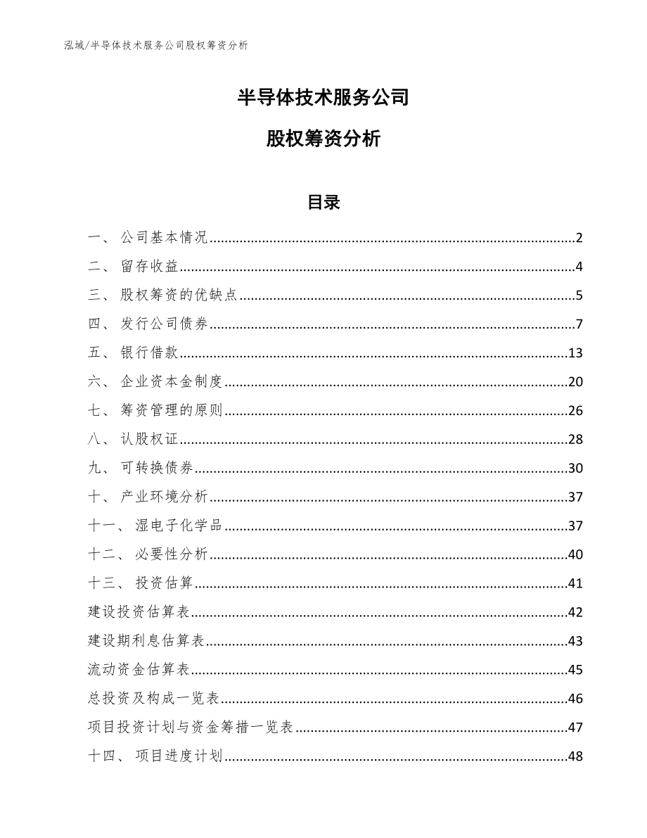 半导体技术服务公司股权筹资分析【参考】_第1页