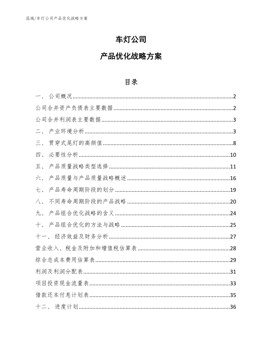 车灯公司产品优化战略方案【参考】_第1页