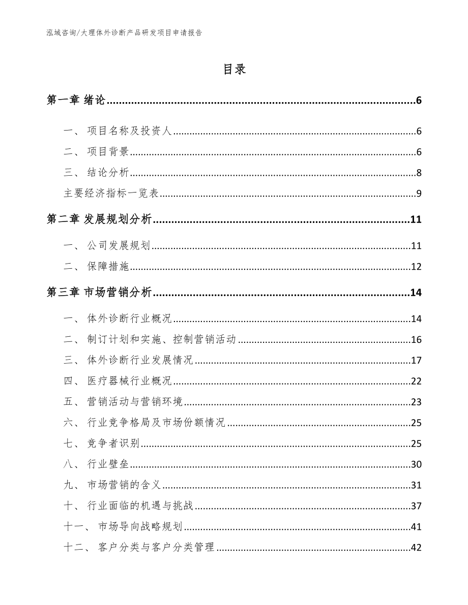 大理体外诊断产品研发项目申请报告【模板参考】_第1页