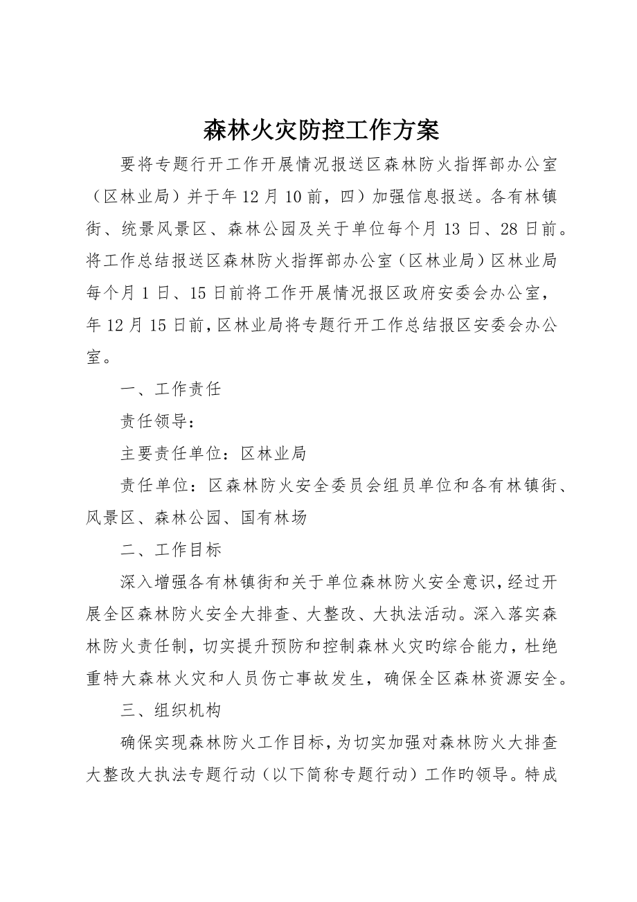 森林火灾防控工作方案_第1页