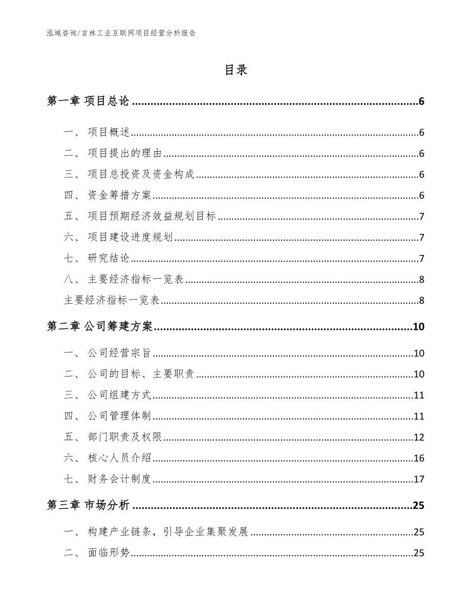 吉林工业互联网项目经营分析报告_参考范文_第1页