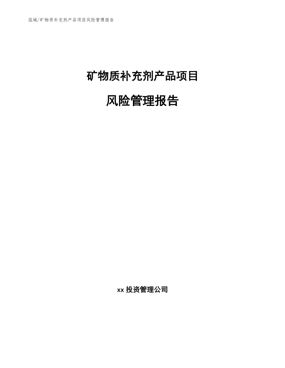矿物质补充剂产品项目风险管理报告_第1页