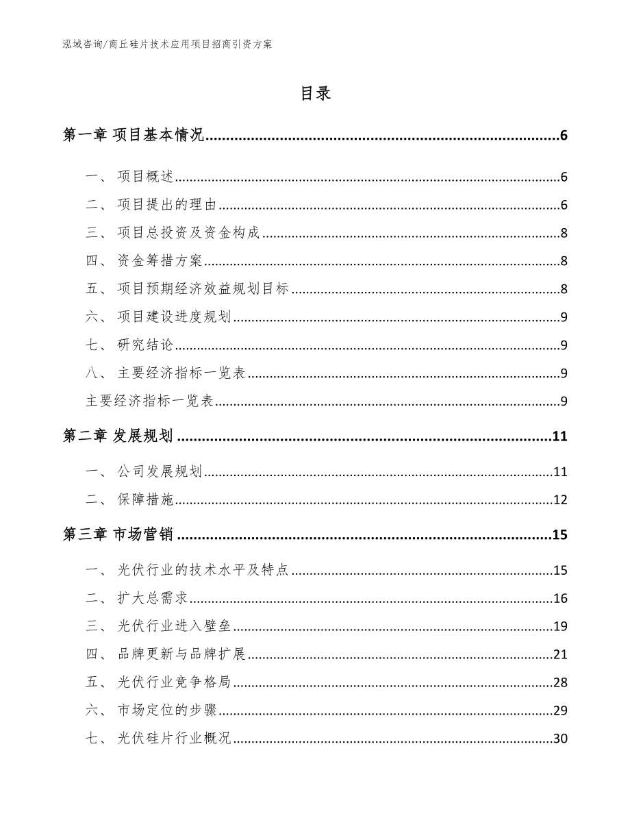 商丘硅片技术应用项目招商引资方案_第1页
