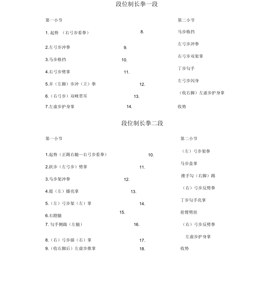 段位制长拳1-3段动作名称._第1页