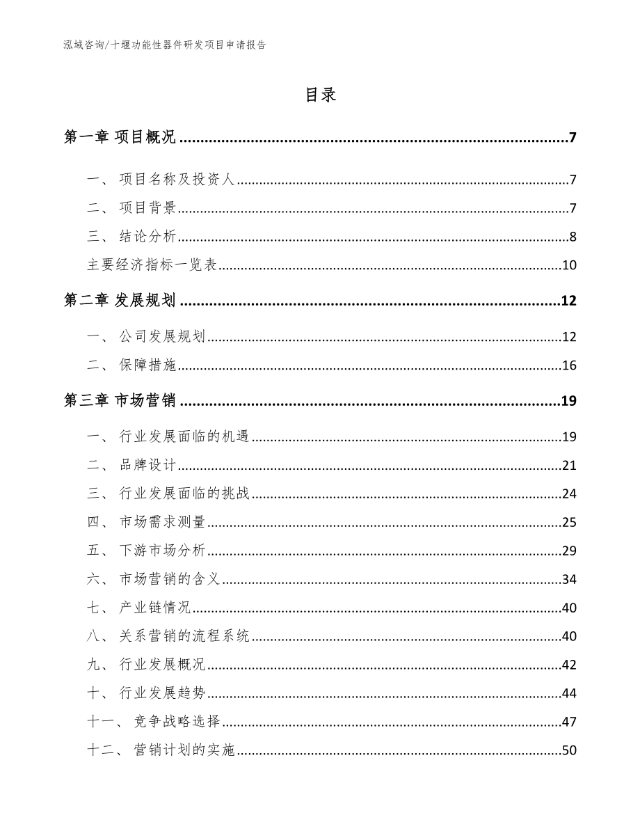 十堰功能性器件研发项目申请报告（模板范本）_第1页