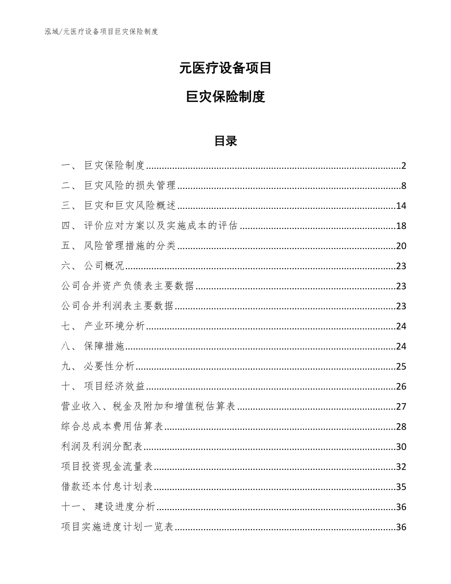 元医疗设备项目巨灾保险制度_第1页