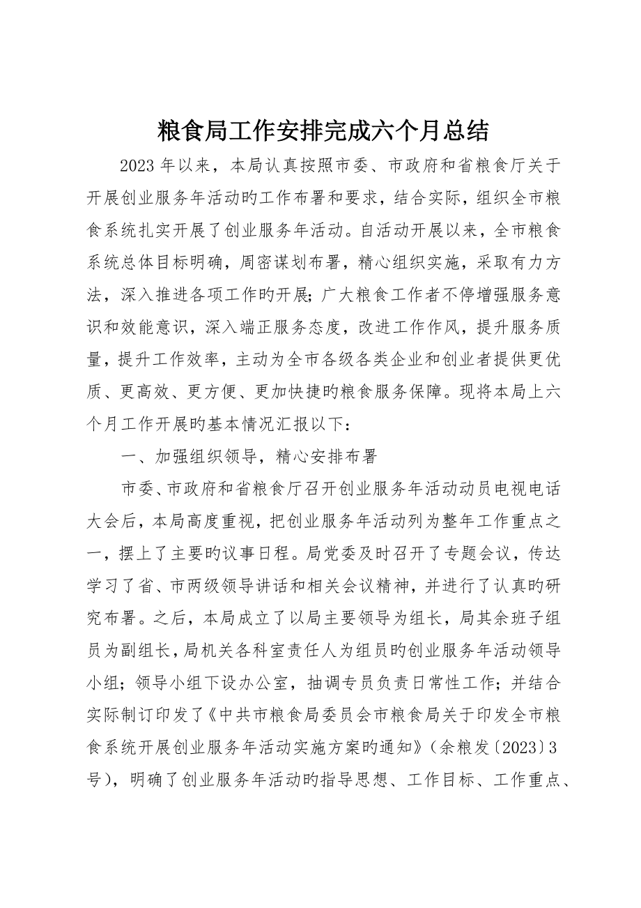 粮食局工作安排完成半年总结_第1页