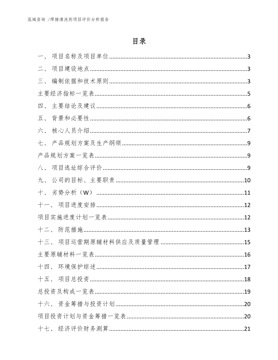 焊接清洗剂项目评价分析报告【模板参考】_第1页