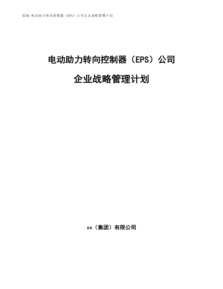 电动助力转向控制器（EPS）公司企业战略管理计划（参考）_第1页
