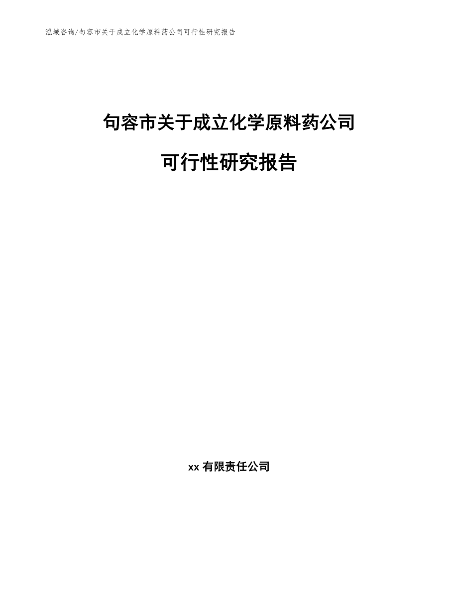 句容市关于成立化学原料药公司可行性研究报告（模板范文）_第1页