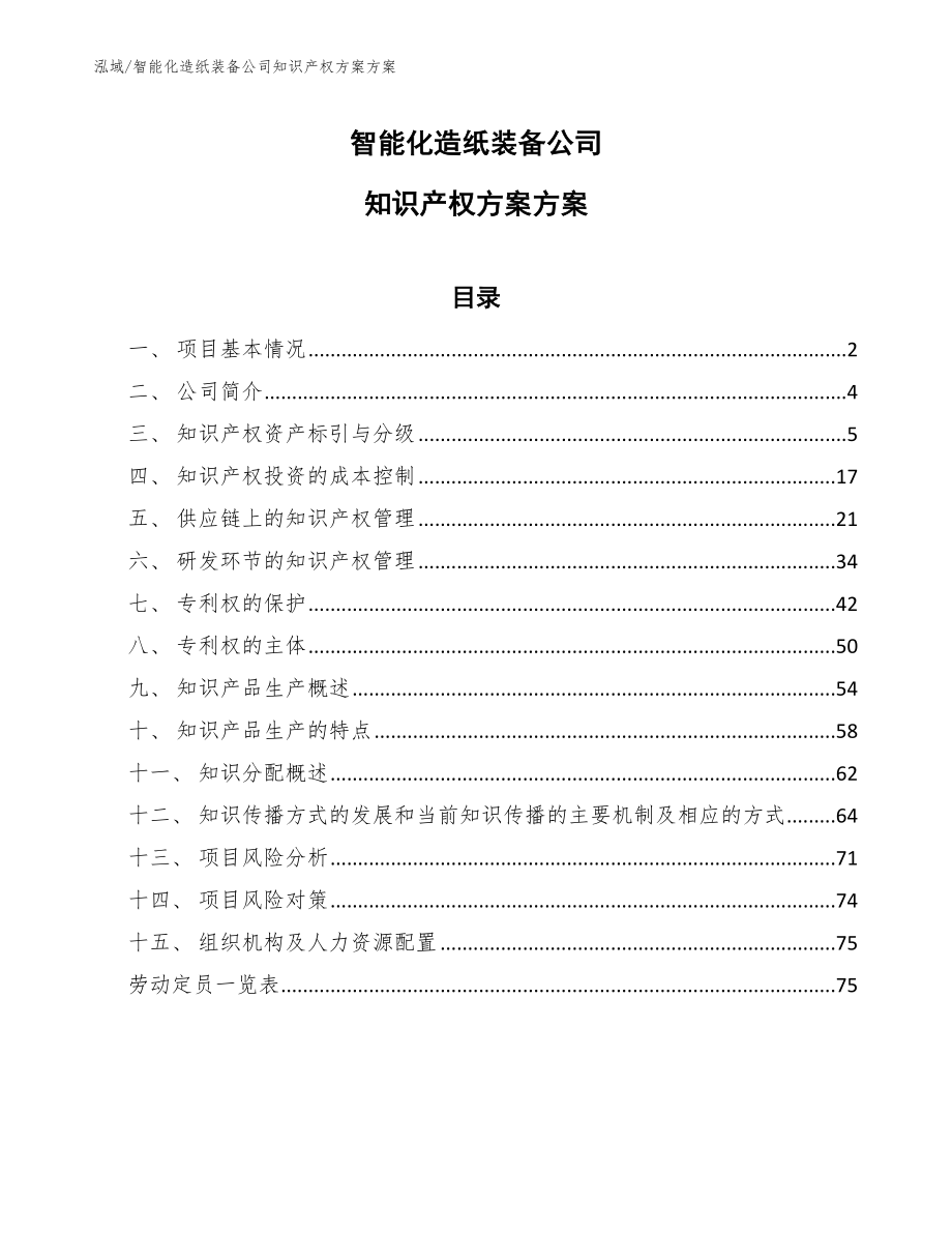 智能化造纸装备公司知识产权方案方案_第1页