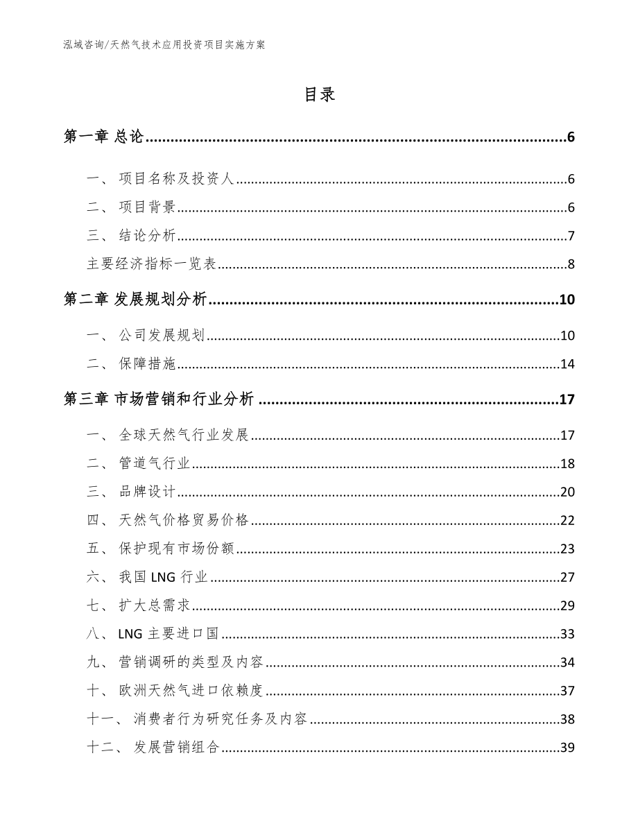 天然气技术应用投资项目实施方案【模板范本】_第1页