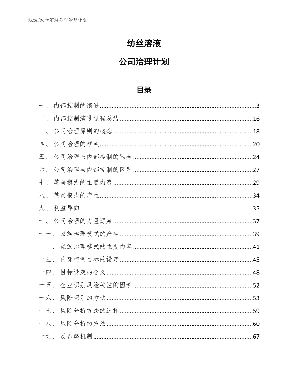 纺丝溶液公司治理计划（参考）_第1页