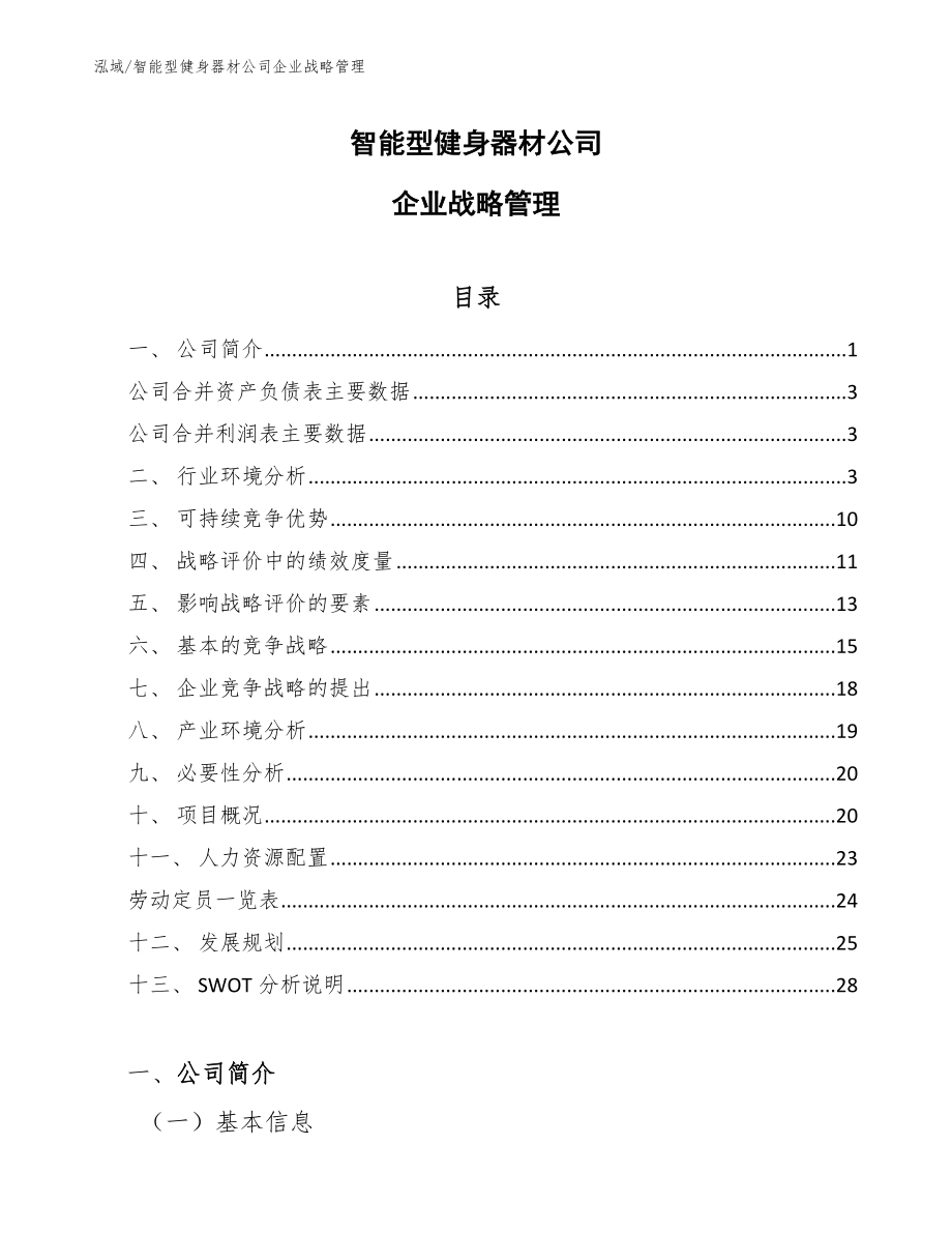 智能型健身器材公司企业战略管理_范文_第1页
