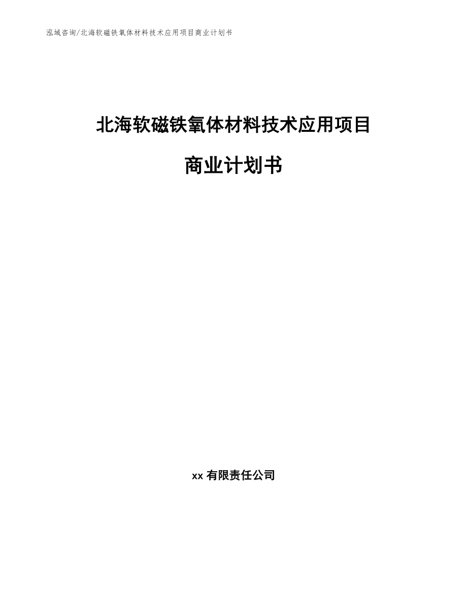 北海软磁铁氧体材料技术应用项目商业计划书_第1页
