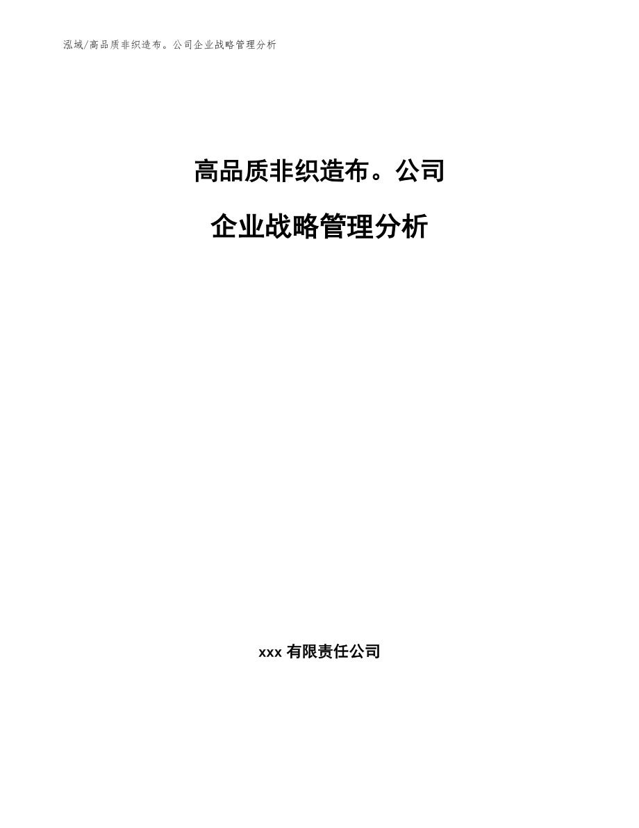 高品质非织造布公司企业战略管理分析_第1页