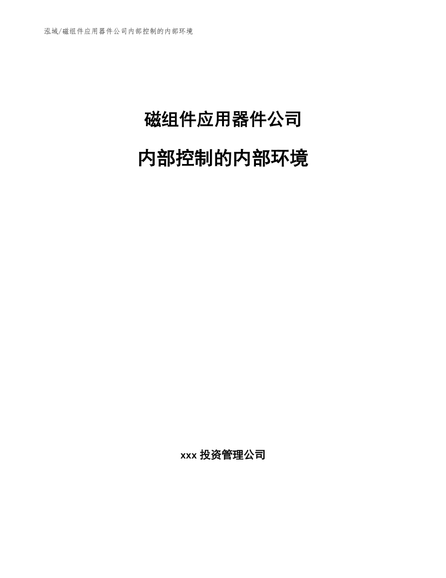 磁组件应用器件公司内部控制的内部环境_第1页