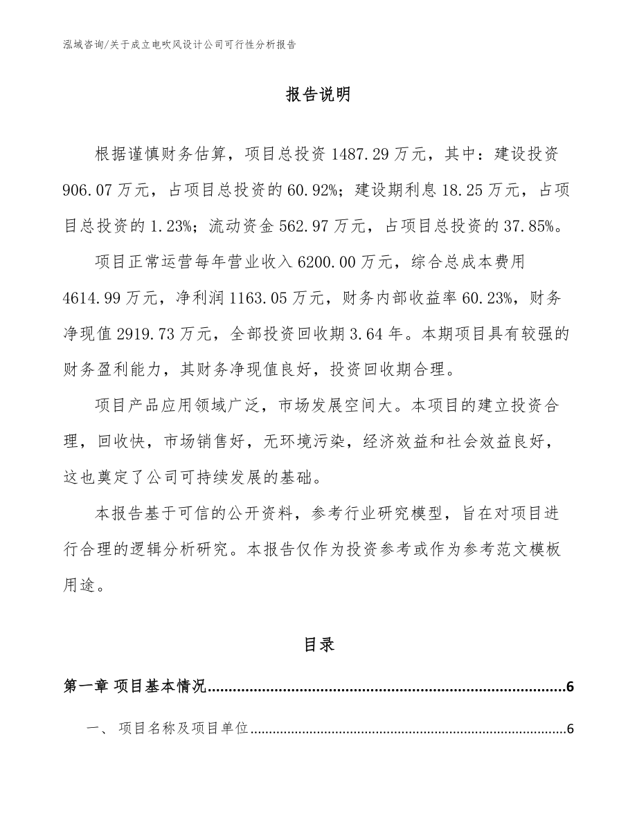 关于成立电吹风设计公司可行性分析报告范文_第1页