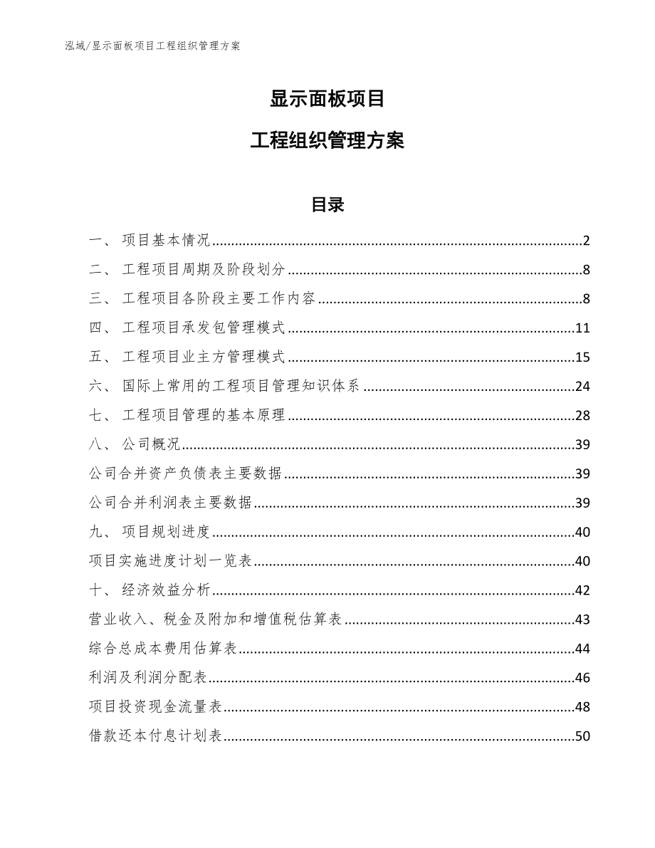 显示面板项目工程组织管理方案（范文）_第1页