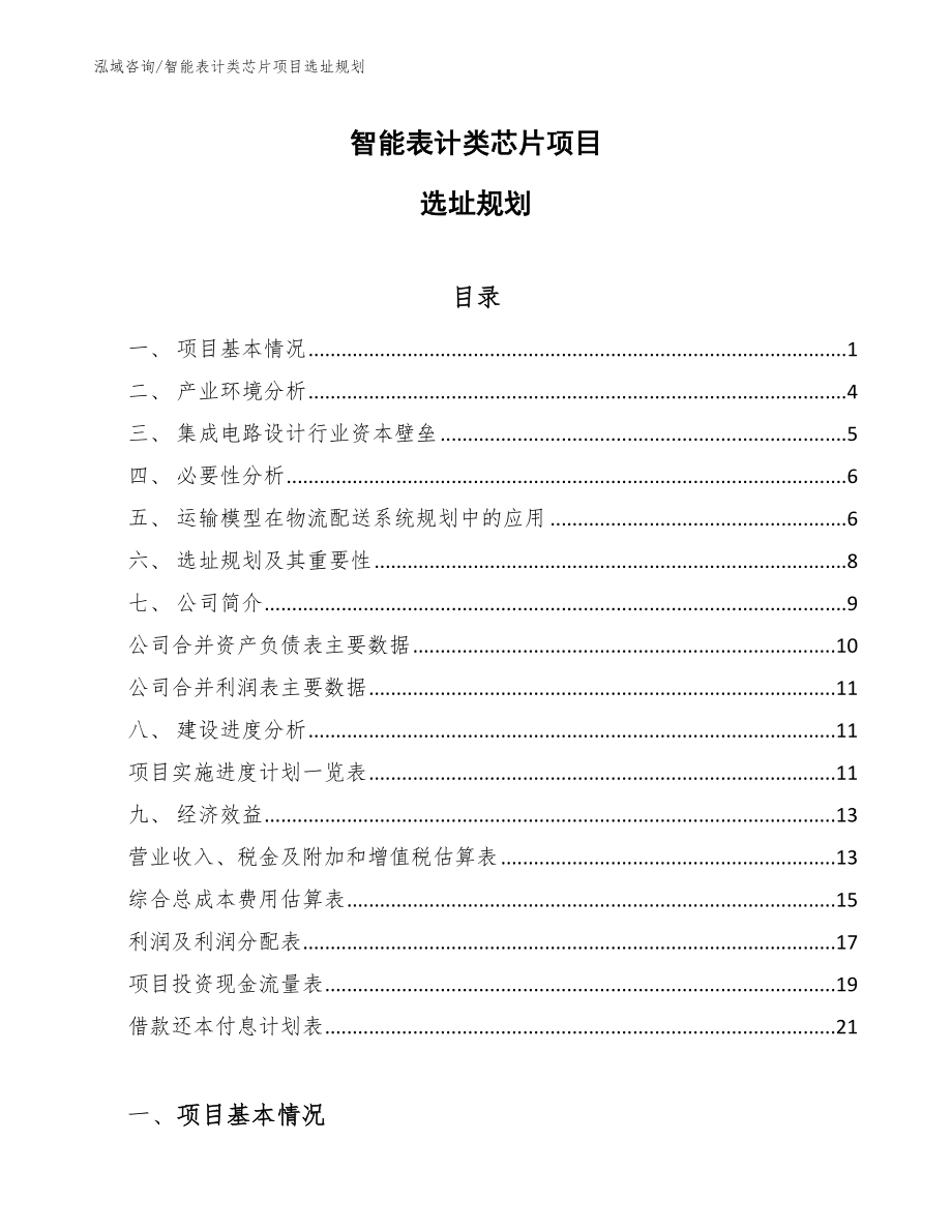 智能表计类芯片项目选址规划（范文）_第1页