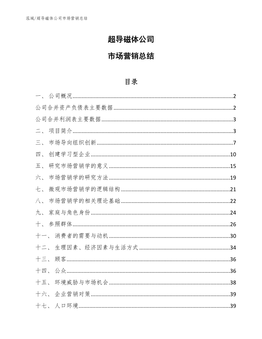 超导磁体公司市场营销总结_范文_第1页