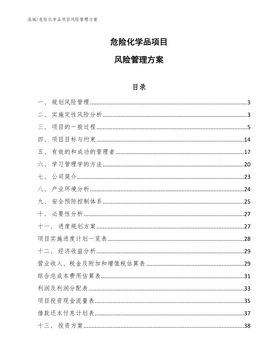 危险化学品项目风险管理方案_参考_第1页