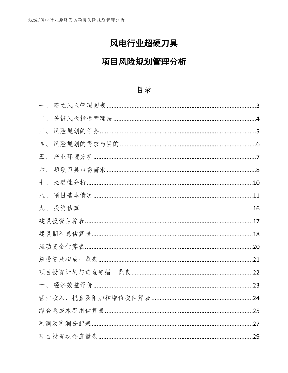 风电行业超硬刀具项目风险规划管理分析_第1页