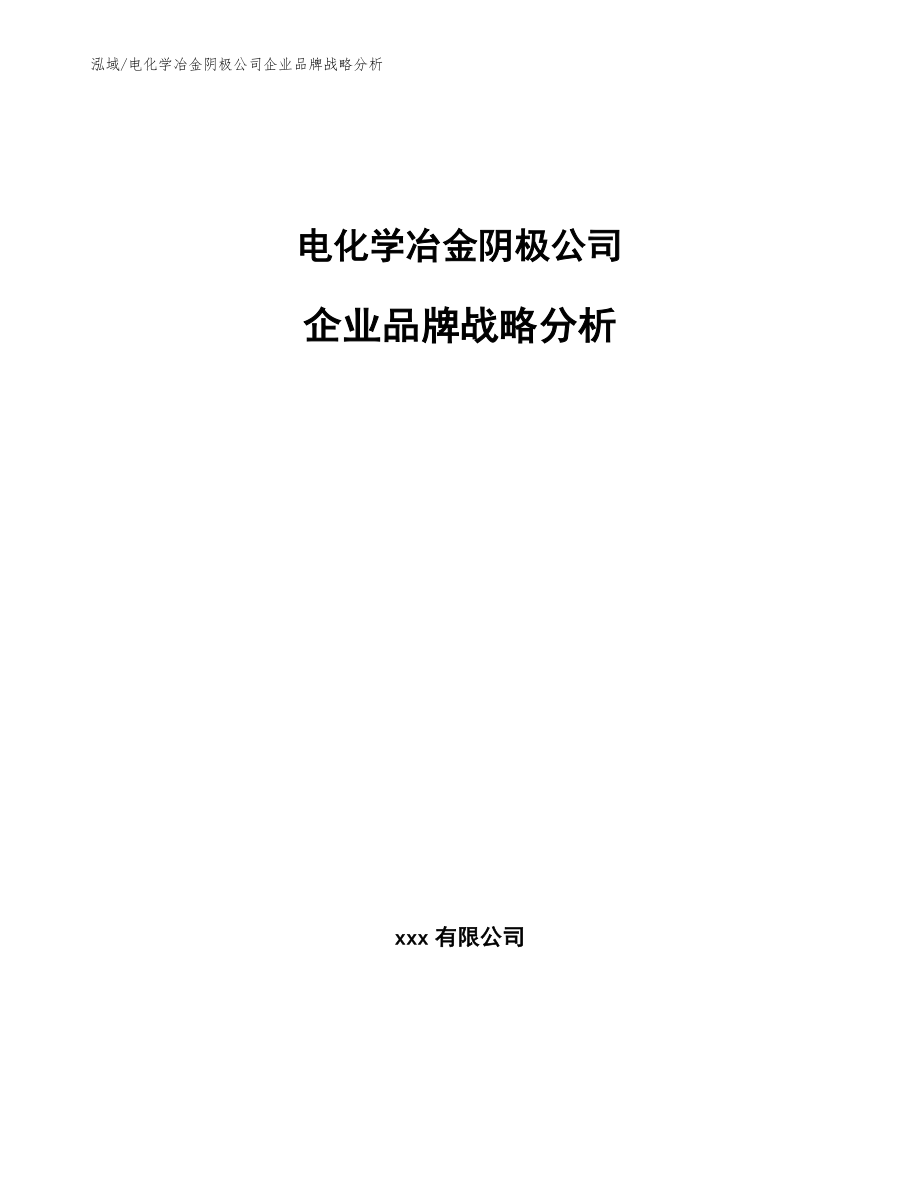 电化学冶金阴极公司企业品牌战略分析_第1页
