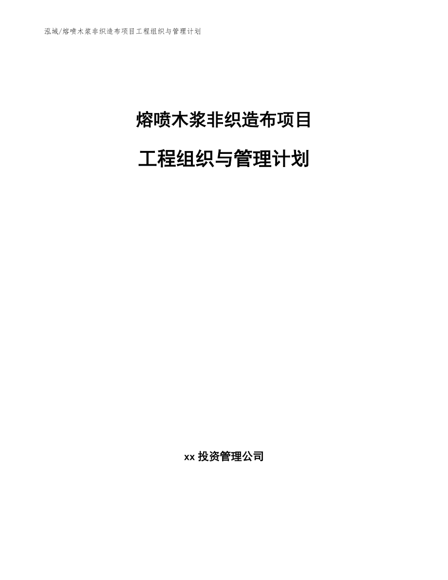 熔喷木浆非织造布项目工程组织与管理计划【参考】_第1页