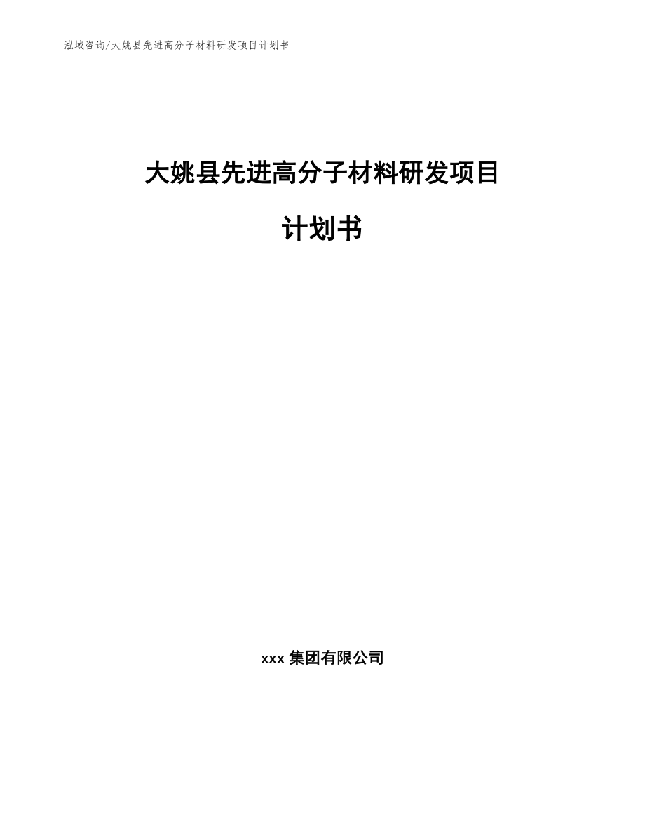 大姚县先进高分子材料研发项目计划书_第1页