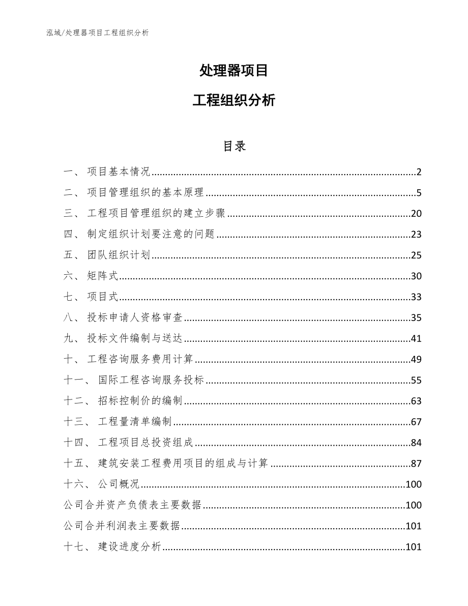 处理器项目工程组织分析（范文）_第1页
