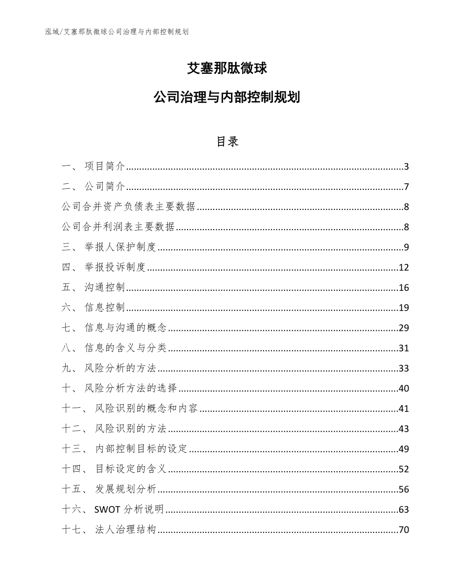艾塞那肽微球公司治理与内部控制规划_第1页