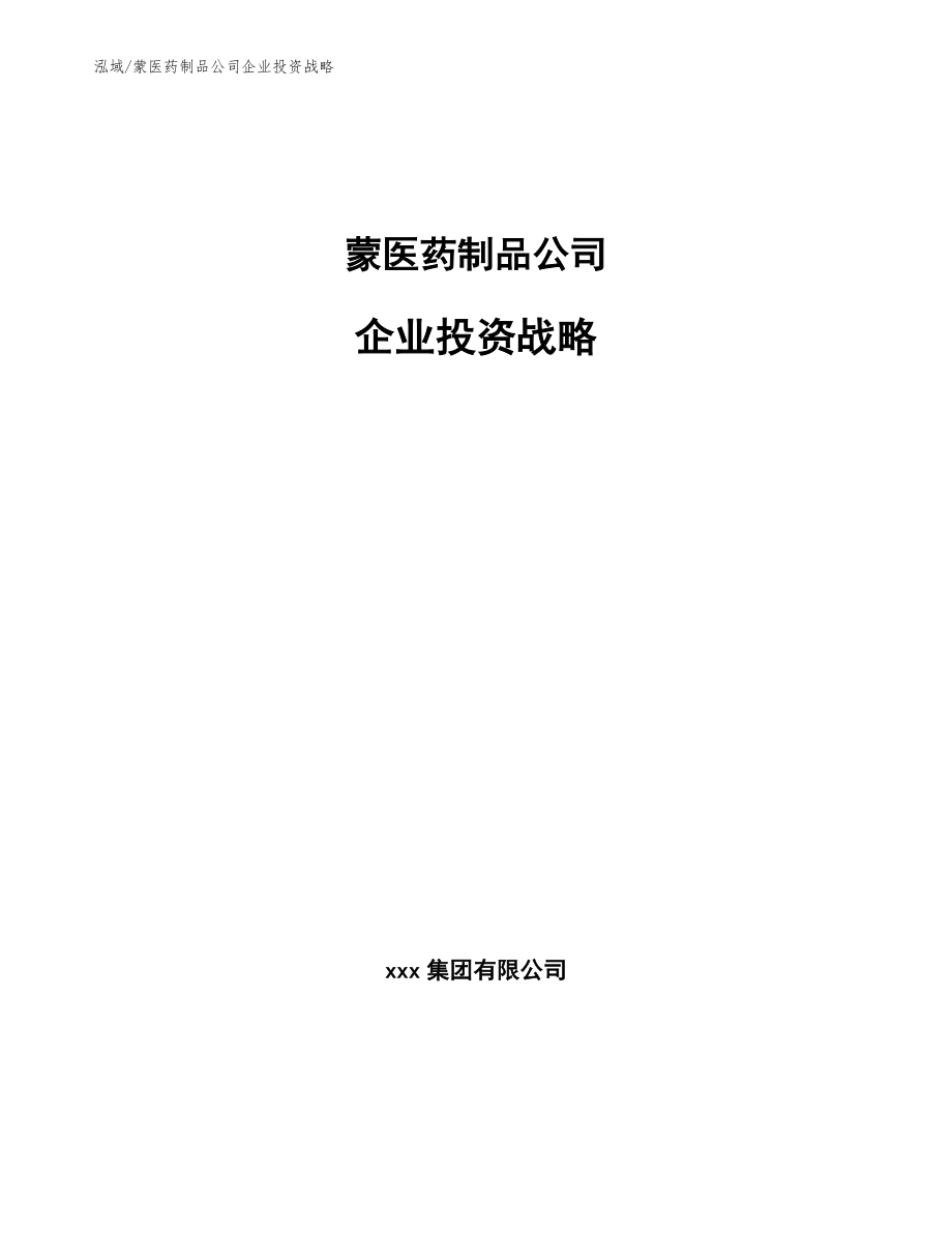 蒙医药制品公司企业投资战略_范文_第1页