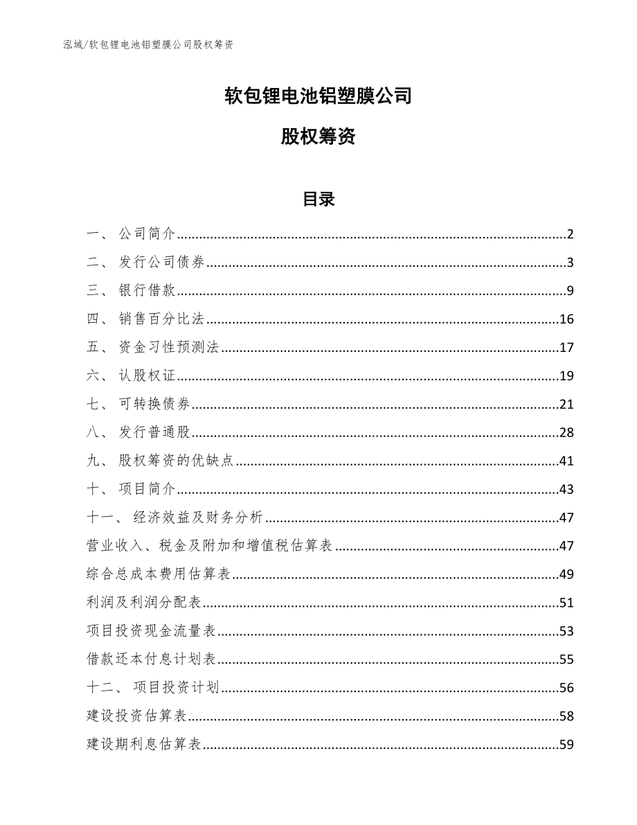 软包锂电池铝塑膜公司股权筹资_第1页