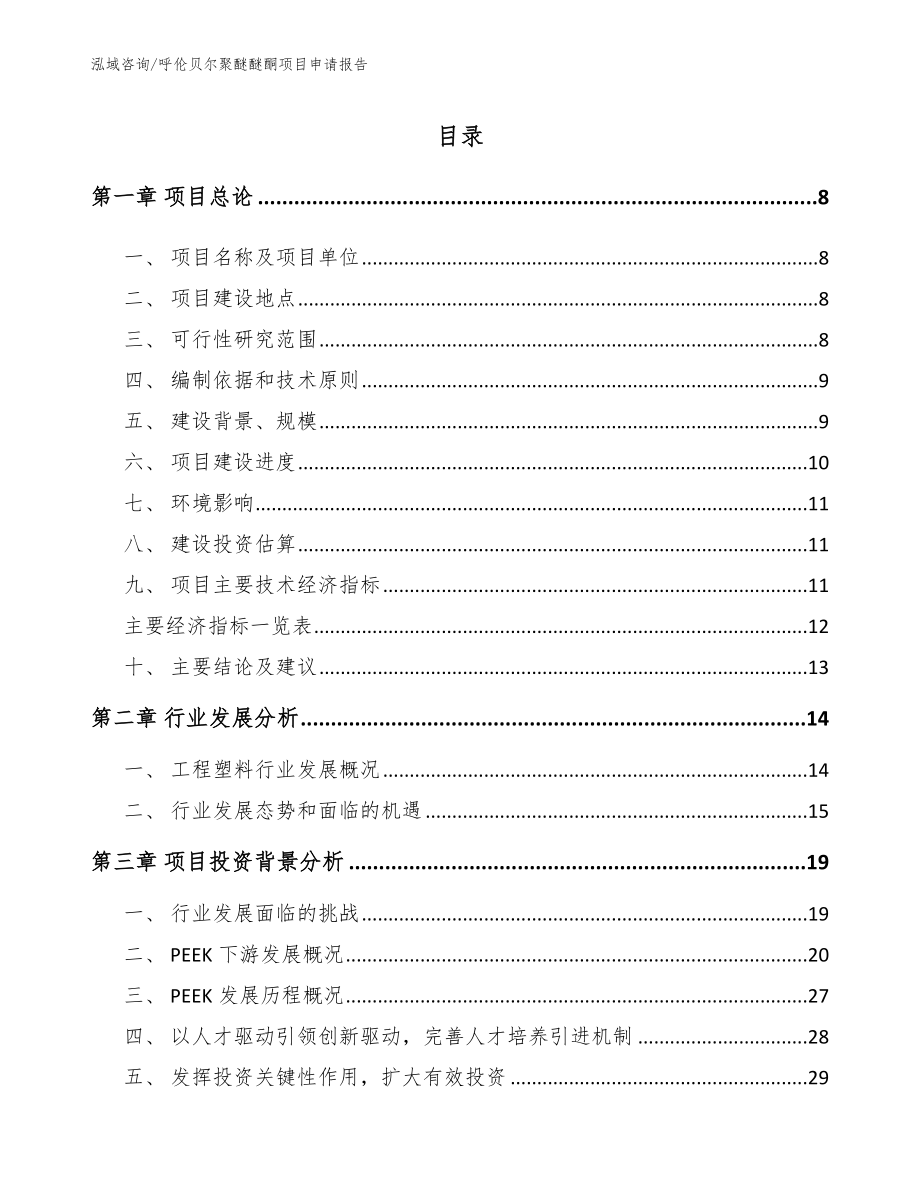 呼伦贝尔聚醚醚酮项目申请报告（范文）_第1页
