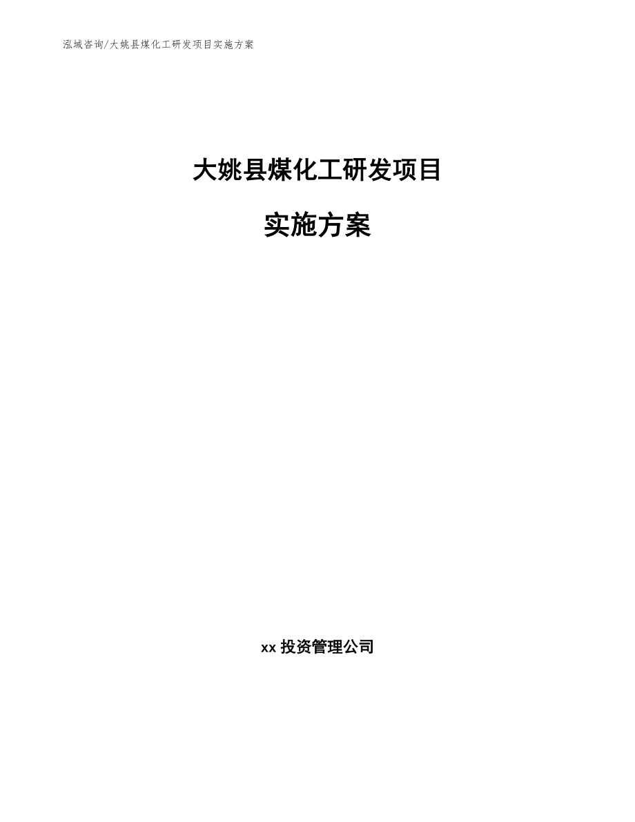大姚县煤化工研发项目实施方案模板范文_第1页
