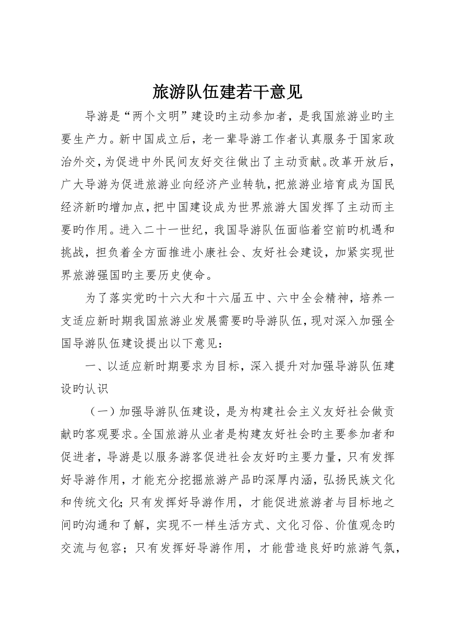 旅游队伍建若干意见_第1页