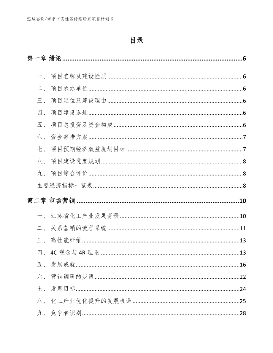 南京市高性能纤维研发项目计划书（范文）_第1页