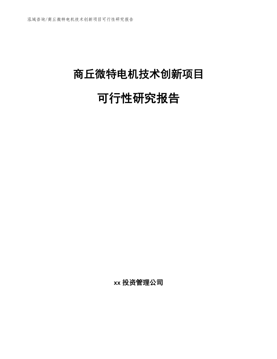 商丘微特电机技术创新项目可行性研究报告【参考模板】_第1页