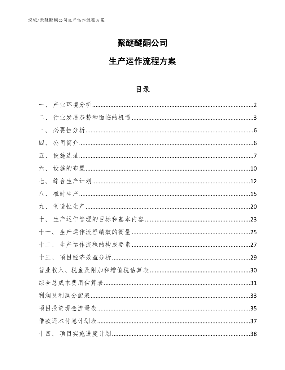 聚醚醚酮公司生产运作流程方案（范文）_第1页