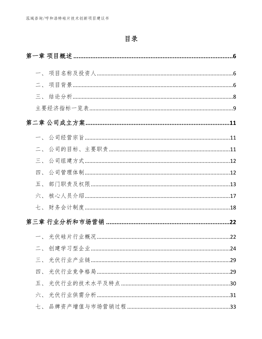 呼和浩特硅片技术创新项目建议书_第1页