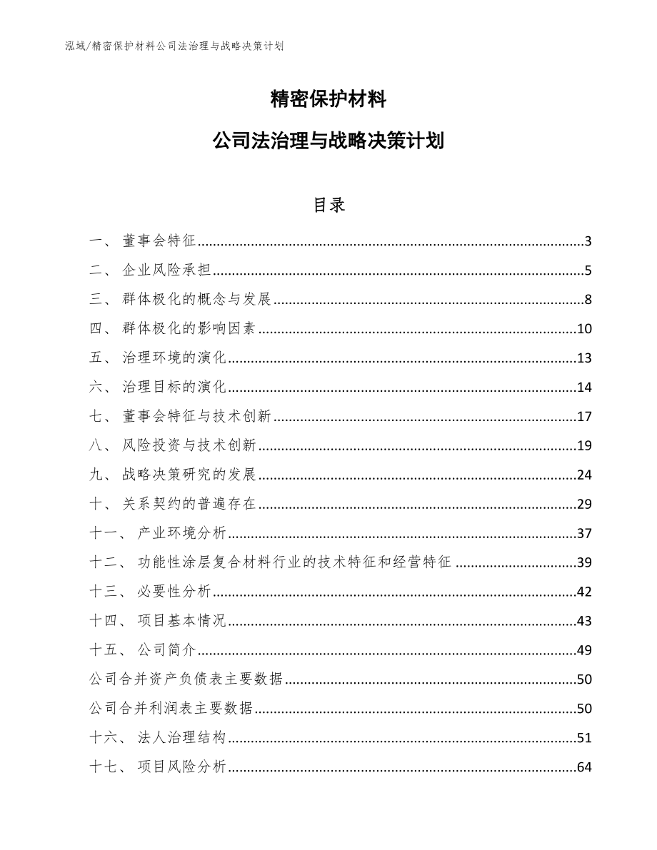 精密保护材料公司法治理与战略决策计划_第1页