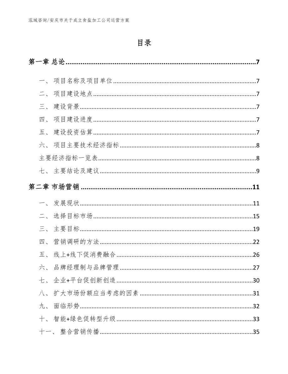 安庆市关于成立食盐加工公司运营方案（范文参考）_第1页