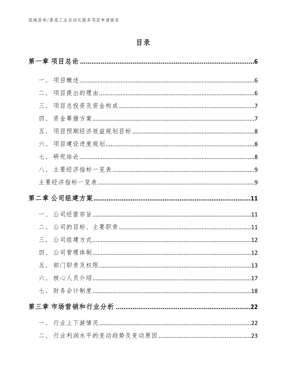 娄底工业自动化服务项目申请报告_第1页