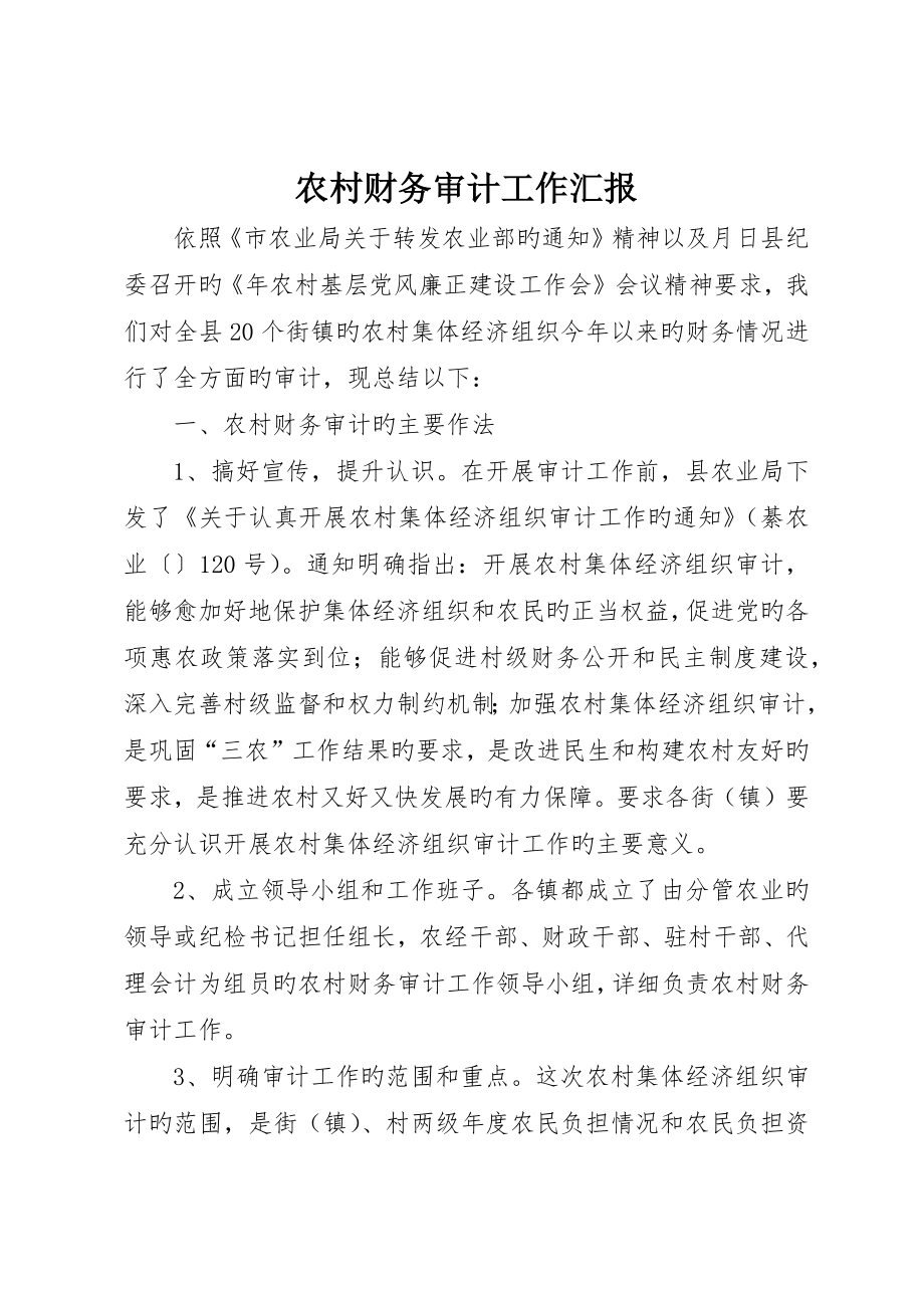 农村财务审计工作报告_第1页