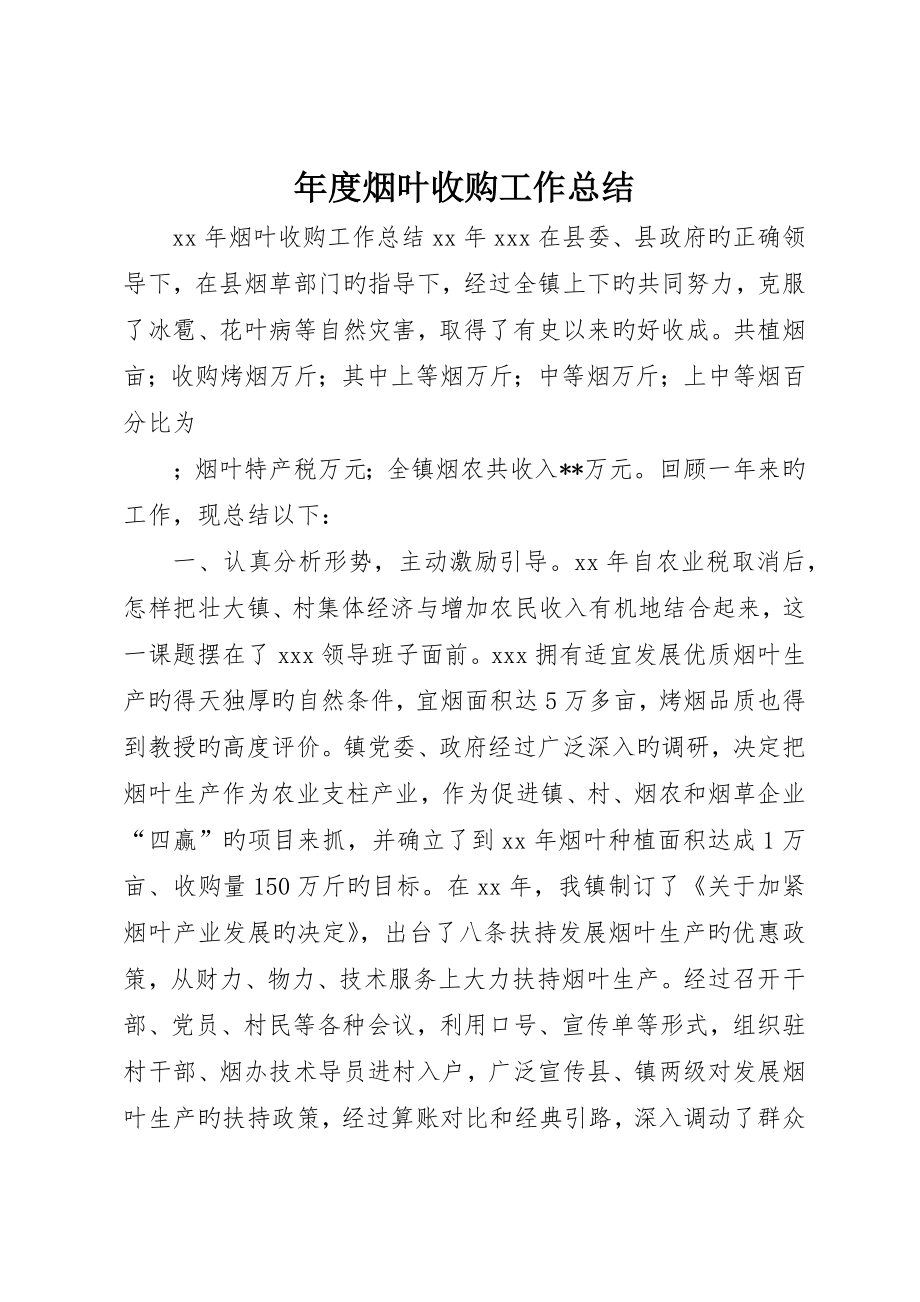 年度烟叶收购工作总结_第1页